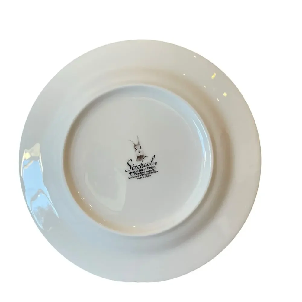 Stechcol Gracie Bone China Easter Bunny Salad | Dessert Plates Set of 4 NEW